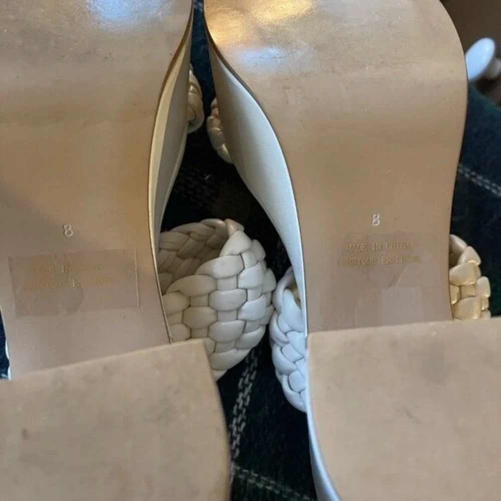 Jeffrey Campbell chunky heel platform WILEY white braided synthetic fair cond. 8 - Picture 3 of 6